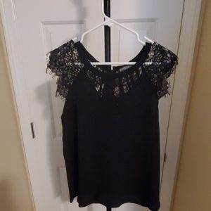Womens Black Sheer Laced Blouse